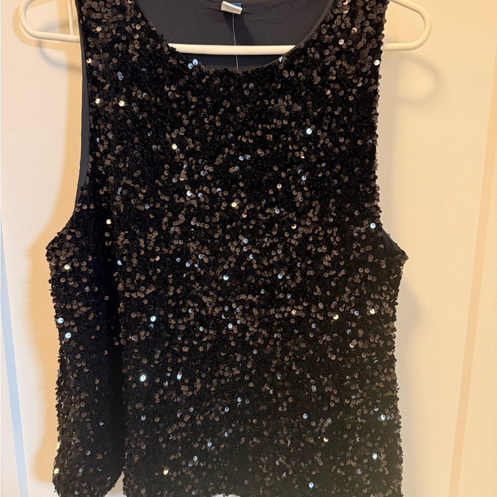 Old Navy Black Sequin Tank Top BNWT large